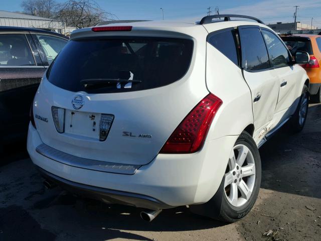 JN8AZ08W26W518057 - 2006 NISSAN MURANO SL WHITE photo 4