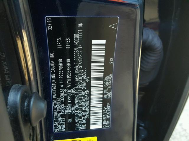 2T2BZMCA6GC021134 - 2016 LEXUS RX 350 BLUE photo 10