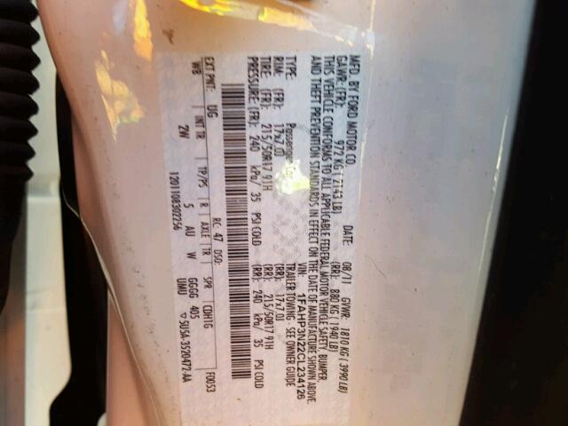 1FAHP3N22CL234126 - 2012 FORD FOCUS TITA WHITE photo 10