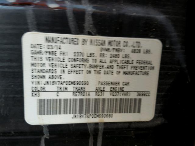 JN1BV7AP0EM690690 - 2014 INFINITI Q50 BASE BLACK photo 10