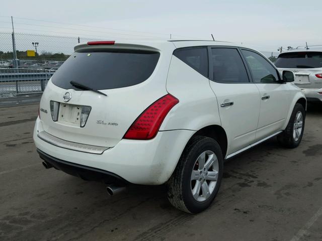 JN8AZ08W66W508776 - 2006 NISSAN MURANO SL WHITE photo 4