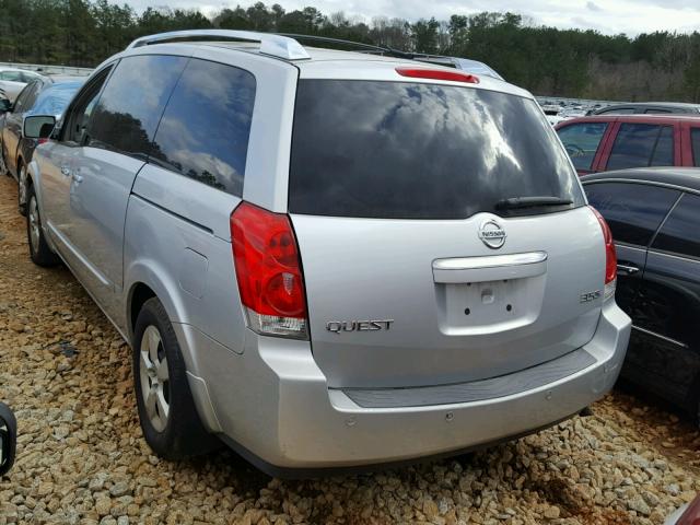 5N1BV28U97N124886 - 2007 NISSAN QUEST S SILVER photo 3