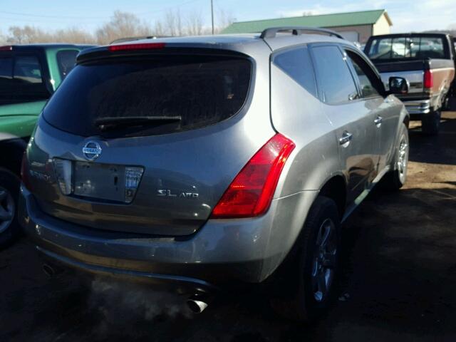 JN8AZ08W15W401438 - 2005 NISSAN MURANO SL GRAY photo 4