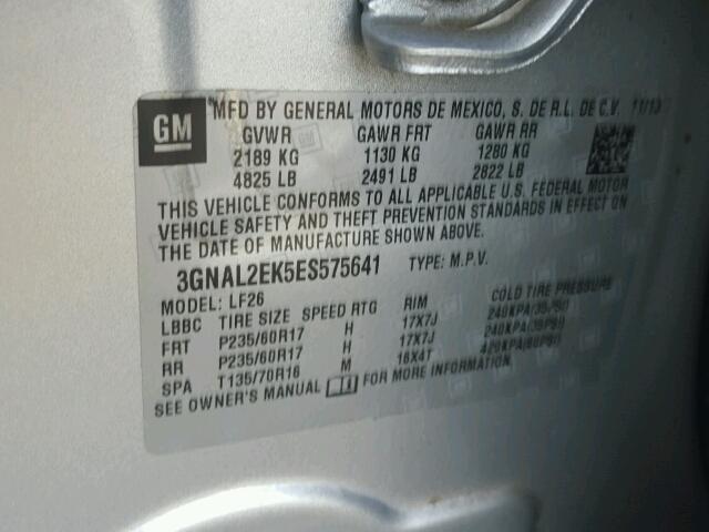 3GNAL2EK5ES575641 - 2014 CHEVROLET CAPTIVA LS 银色 照片 10