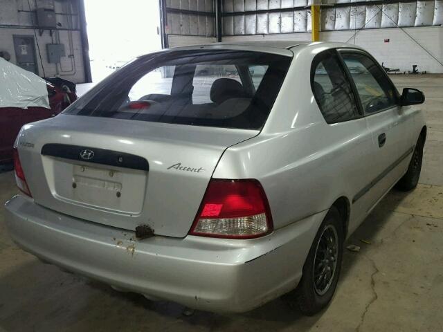 KMHCF35GX1U142980 - 2001 HYUNDAI ACCENT L SILVER photo 4