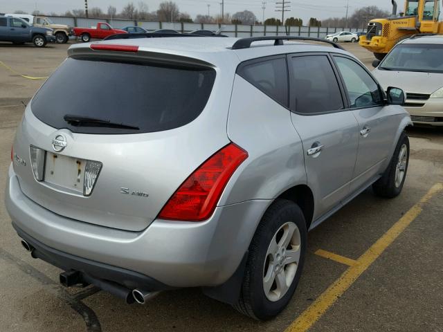 JN8AZ08W85W425543 - 2005 NISSAN MURANO SL SILVER photo 4