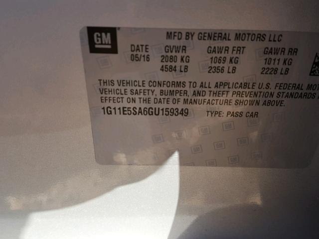 1G11E5SA6GU159349 - 2016 CHEVROLET MALIBU LIM 银色 照片 10