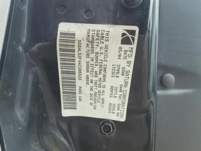 1G8AL52F44Z205522 - 2004 SATURN ION LEVEL SILVER photo 10