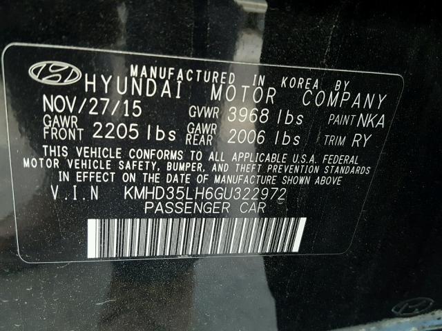 KMHD35LH6GU322972 - 2016 HYUNDAI ELANTRA GT BLACK photo 10