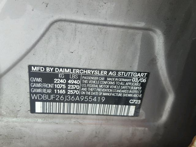 WDBUF26J36A955419 - 2006 MERCEDES-BENZ E 320 CDI SILVER photo 10