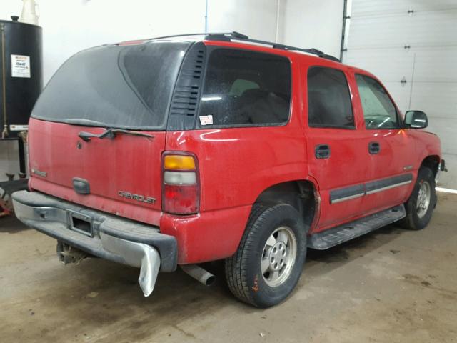 1GNEK13Z92J326562 - 2002 CHEVROLET TAHOE K150 RED photo 4