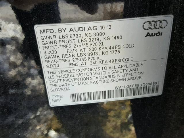 WA1LGAFE9DD006597 - 2013 AUDI Q7 PREMIUM BLACK photo 10