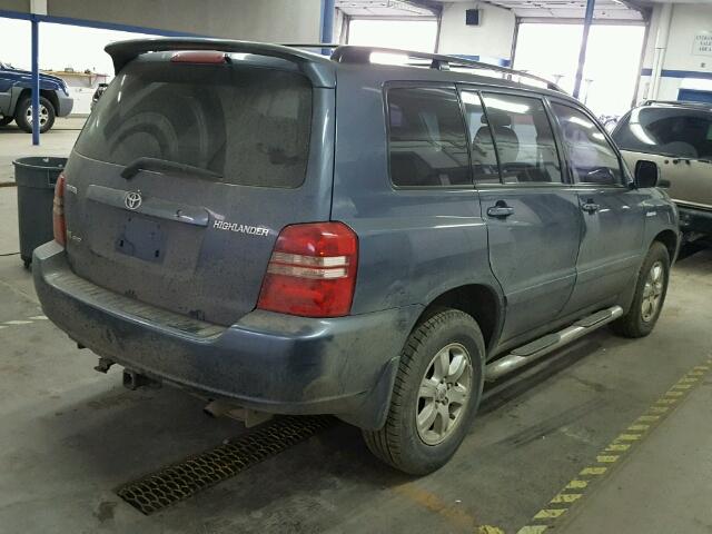 JTEHF21A820078125 - 2002 TOYOTA HIGHLANDER BLUE photo 4