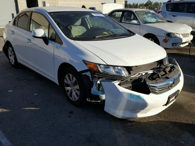 2HGFB2F59CH594589 - 2012 HONDA CIVIC LX WHITE photo 1