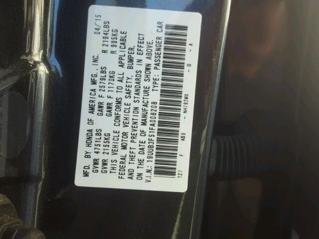 19UUB3F51FA008208 - 2015 ACURA TLX TECH GRAY photo 10