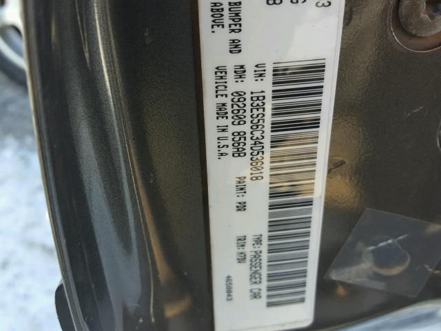 1B3ES56C34D536018 - 2004 DODGE NEON SXT GRAY photo 10