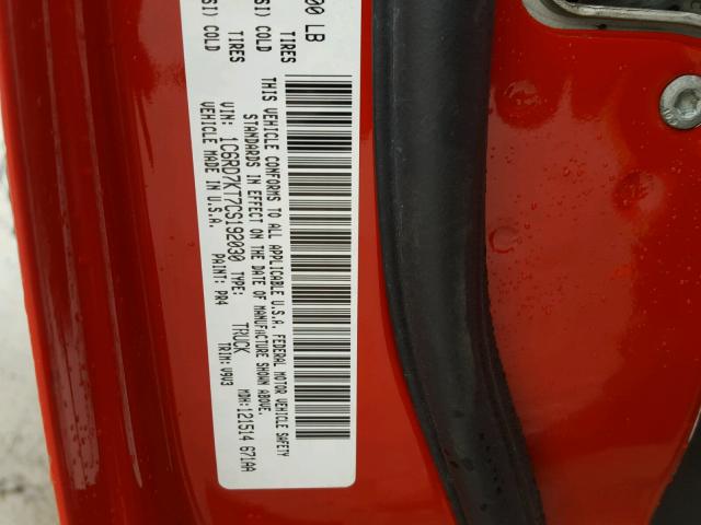 1C6RD7KT7CS192030 - 2012 DODGE RAM 1500 S RED photo 10