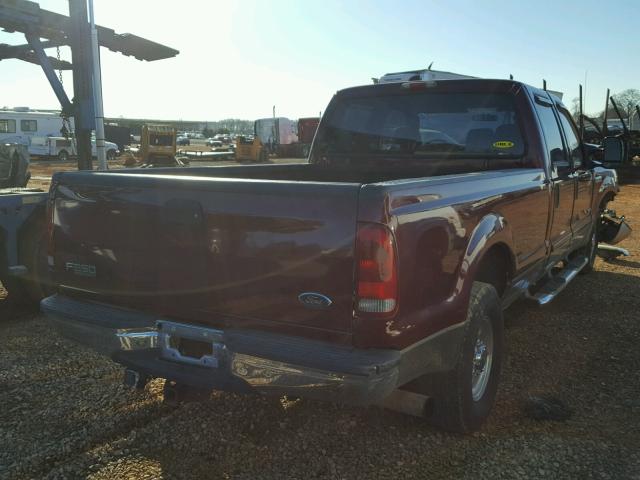 1FTNW20P74EA96568 - 2004 FORD F250 SUPER BURGUNDY photo 4