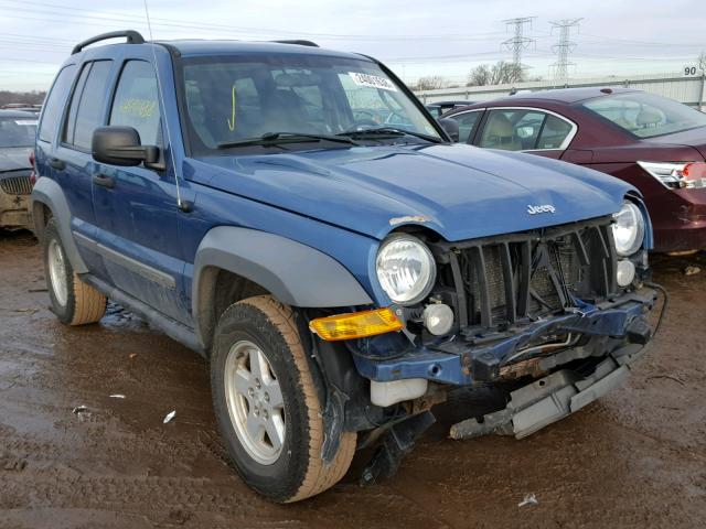 1J4GL48K75W521086 - 2005 JEEP LIBERTY SP BLUE photo 1