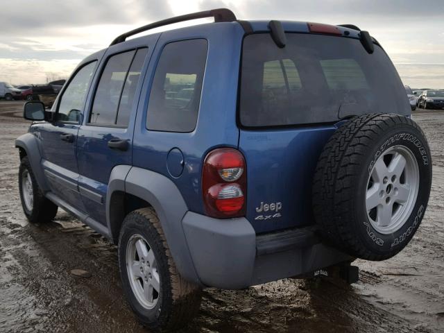 1J4GL48K75W521086 - 2005 JEEP LIBERTY SP BLUE photo 3