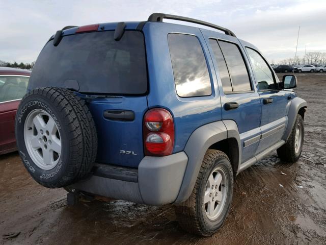 1J4GL48K75W521086 - 2005 JEEP LIBERTY SP BLUE photo 4