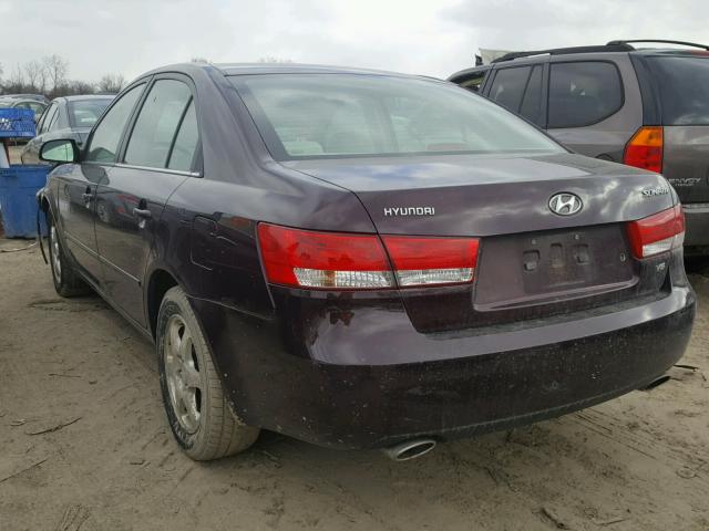 5NPEU46F46H100966 - 2006 HYUNDAI SONATA GLS BURGUNDY photo 3