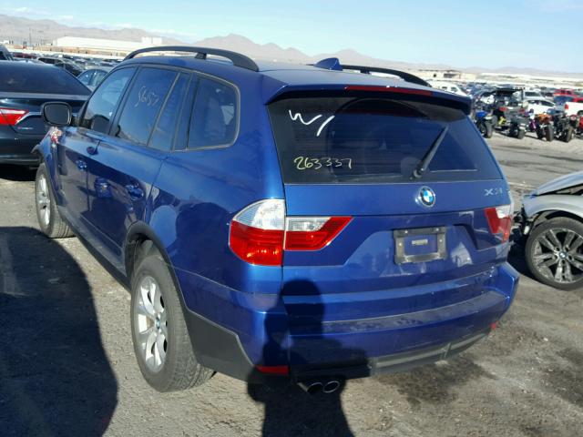 WBXPC9C42AWJ35572 - 2010 BMW X3 XDRIVE3 BLUE photo 3