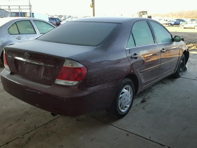 4T1BE32K15U021932 - 2005 TOYOTA CAMRY LE BURGUNDY photo 4