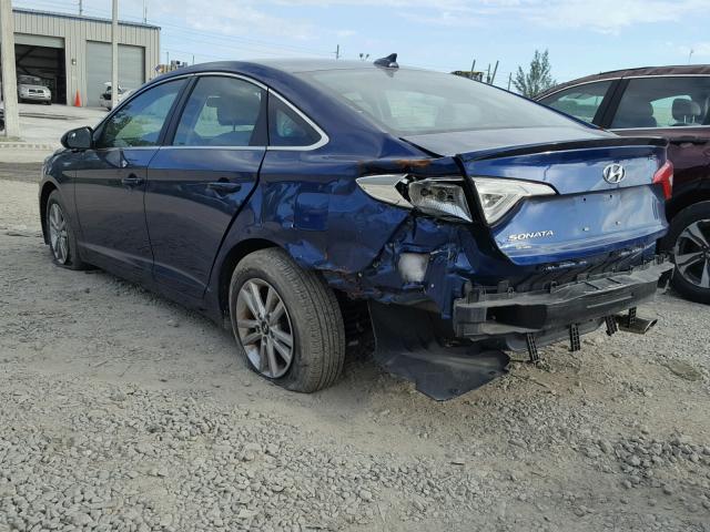 5NPE24AF2FH107590 - 2015 HYUNDAI SONATA SE BLUE photo 3