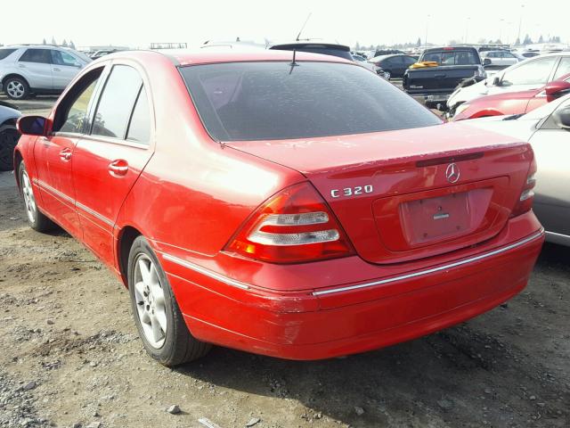 WDBRF64J52F165360 - 2002 MERCEDES-BENZ C 320 RED photo 3