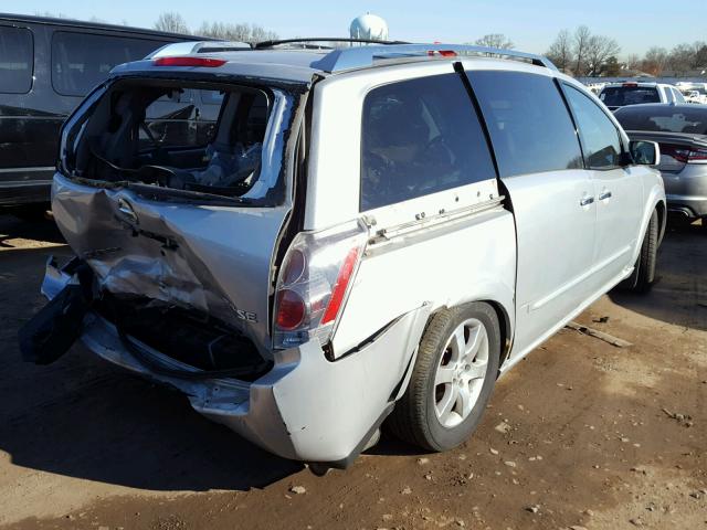 5N1BV28U98N104641 - 2008 NISSAN QUEST S SILVER photo 4