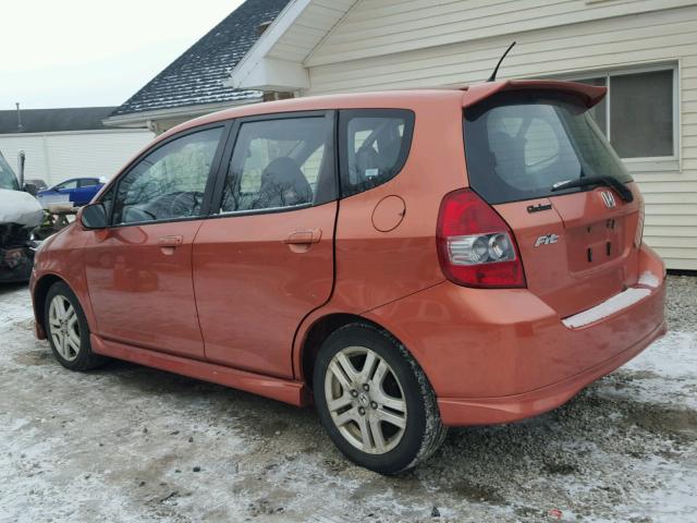 JHMGD38637S009799 - 2007 HONDA FIT S ORANGE photo 3