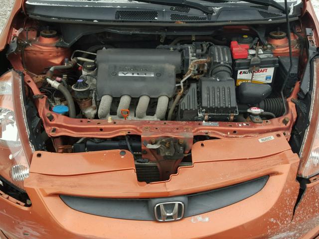 JHMGD38637S009799 - 2007 HONDA FIT S ORANGE photo 7