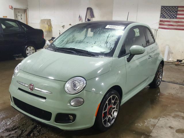 3C3CFFBR7DT754889 - 2013 FIAT 500 SPORT GREEN photo 2