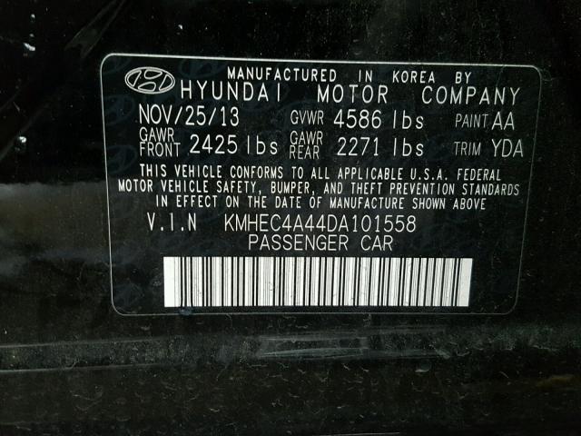 KMHEC4A44DA101558 - 2013 HYUNDAI SONATA HYB BLACK photo 10