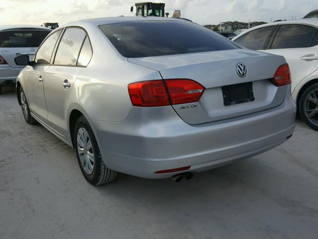 3VW2K7AJ6CM382441 - 2012 VOLKSWAGEN JETTA BASE SILVER photo 3
