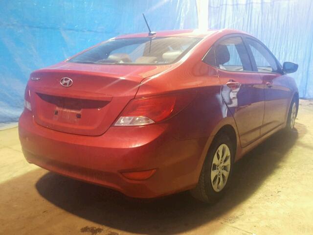 KMHCT4AE0GU004585 - 2016 HYUNDAI ACCENT SE RED photo 4