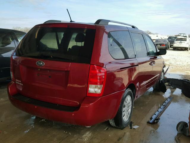 KNDMG4C70C6454232 - 2012 KIA SEDONA LX RED photo 4