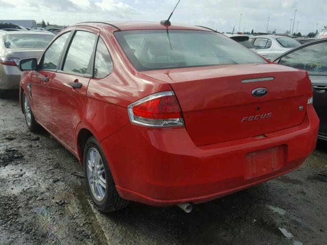 1FAHP35N08W178025 - 2008 FORD FOCUS SE RED photo 3