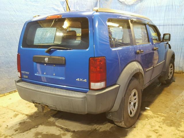 1D8GU28K67W664199 - 2007 DODGE NITRO SXT BLUE photo 4