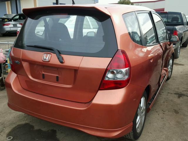 JHMGD376X7S004388 - 2007 HONDA FIT S ORANGE photo 4