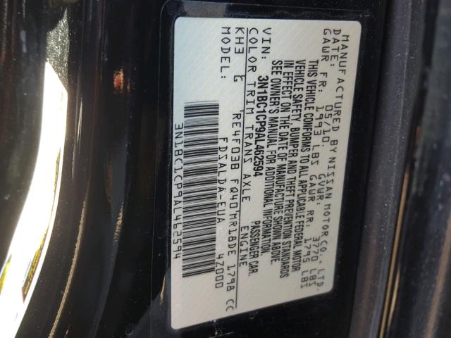 3N1BC1CP9AL462594 - 2010 NISSAN VERSA S BLACK photo 10