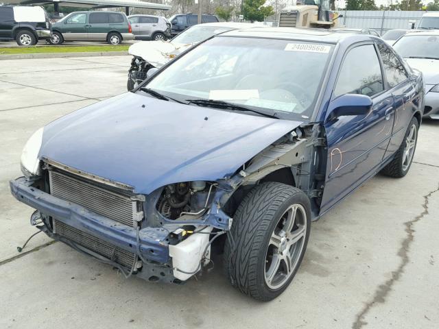 1HGEM22942L090113 - 2002 HONDA CIVIC EX BLUE photo 2