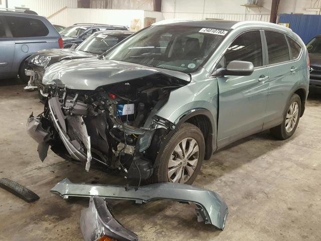 2HKRM4H79CH631020 - 2012 HONDA CR-V EXL GREEN photo 2