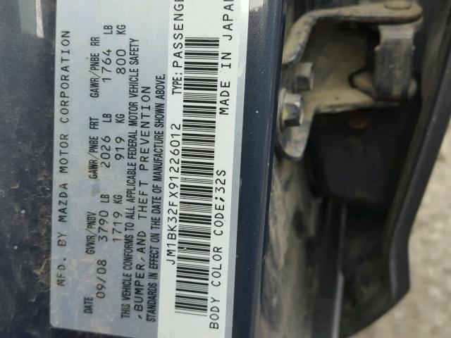 JM1BK32FX91226012 - 2009 MAZDA 3 I GRAY photo 10