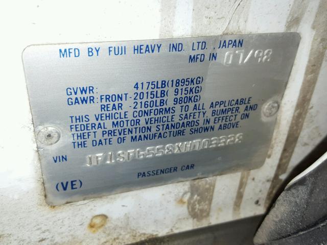 JF1SF6558XH703328 - 1999 SUBARU FORESTER S WHITE photo 10