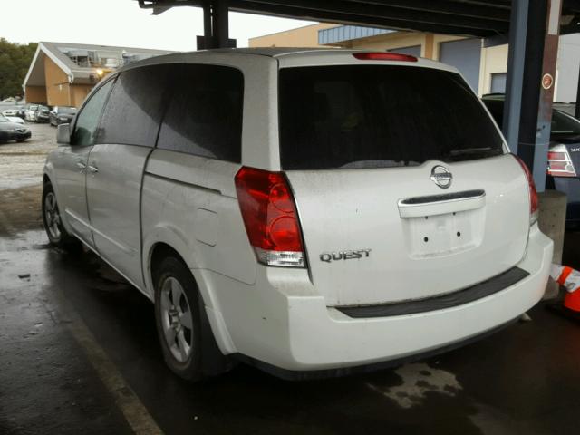 5N1BV28U97N127514 - 2007 NISSAN QUEST S WHITE photo 3