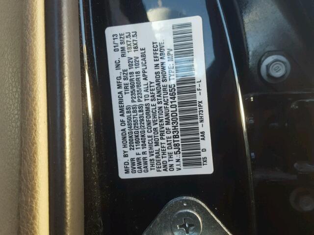 5J8TB3H30DL014655 - 2013 ACURA RDX BASE BLACK photo 10