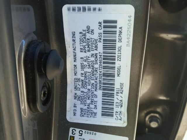 1NXBR32E47Z846347 - 2007 TOYOTA COROLLA CE GRAY photo 10