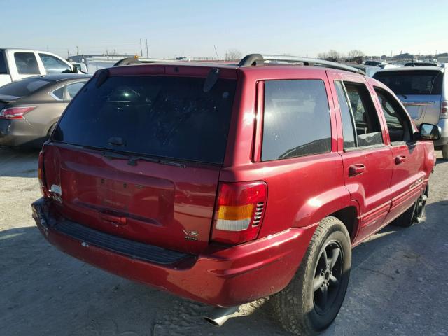 1J8GW58JX2C125671 - 2002 JEEP GRAND CHER RED photo 4